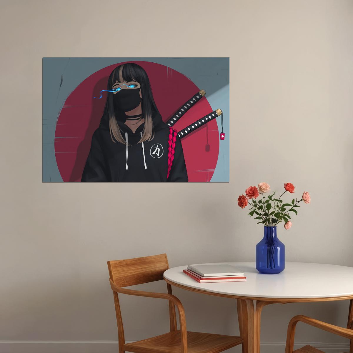 Kuineda Animation Anime Girl Mask Glowing Eyes Poster Wall Art Print Home Wall Decor - xonomax