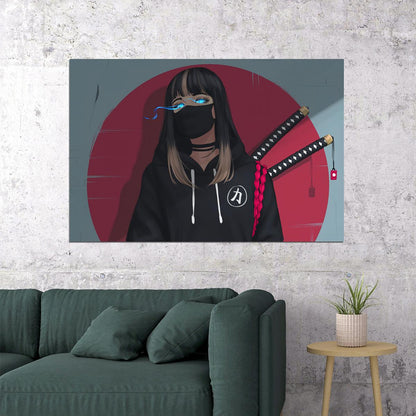 Kuineda Animation Anime Girl Mask Glowing Eyes Poster Wall Art Print Home Wall Decor - xonomax