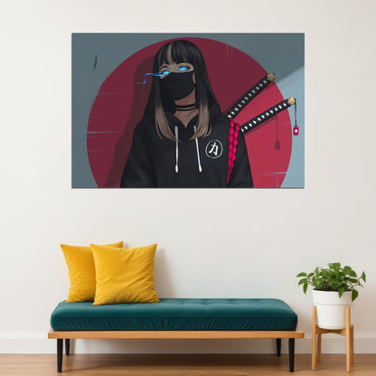 Kuineda Animation Anime Girl Mask Glowing Eyes Poster Wall Art Print Home Wall Decor - xonomax