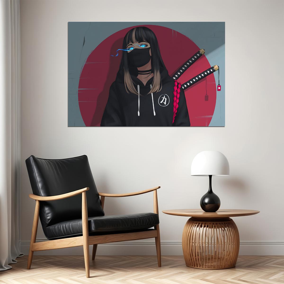 Kuineda Animation Anime Girl Mask Glowing Eyes Poster Wall Art Print Home Wall Decor - xonomax