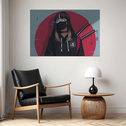 Kuineda Animation Anime Girl Mask Glowing Eyes Poster Wall Art Print Home Wall Decor - xonomax