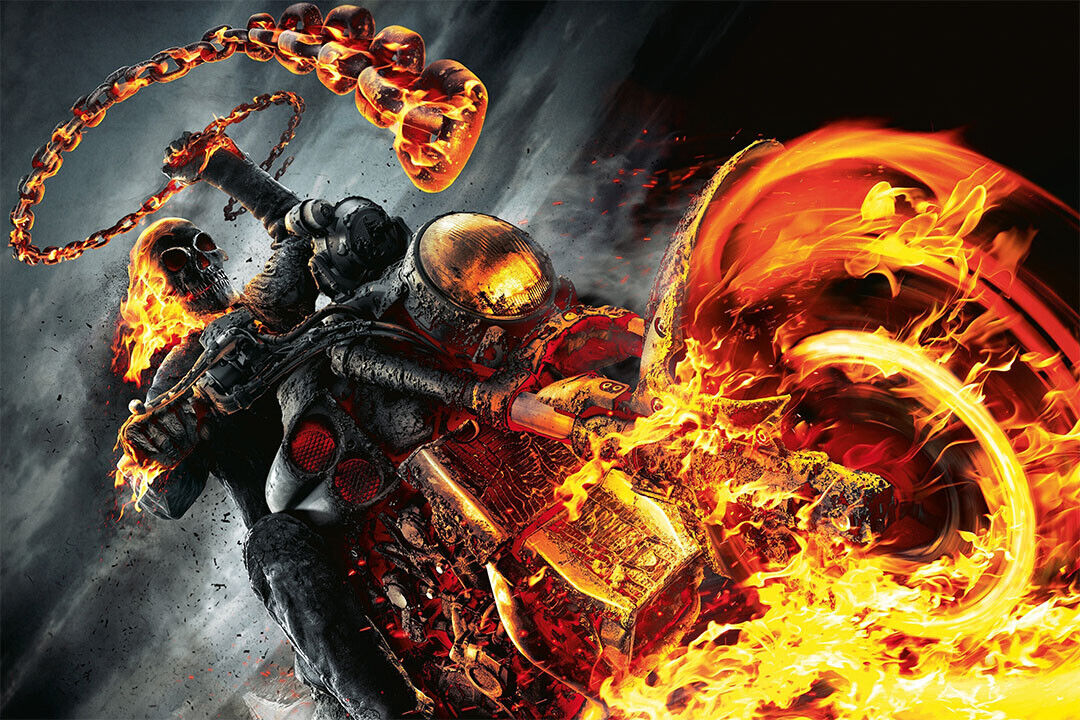 Ghost Rider Cult Biker Motorcycle Skeletal Poster Wall Art Print Home Wall Decor - xonomax