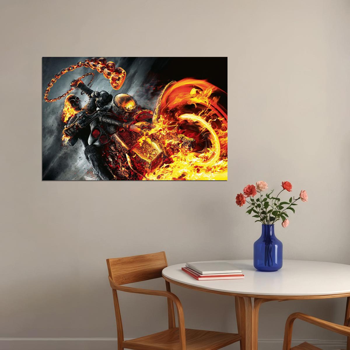Ghost Rider Cult Biker Motorcycle Skeletal Poster Wall Art Print Home Wall Decor - xonomax