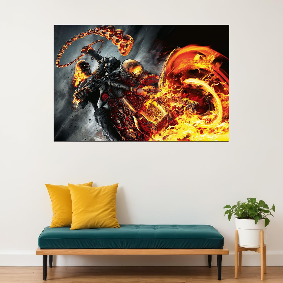 Ghost Rider Cult Biker Motorcycle Skeletal Poster Wall Art Print Home Wall Decor - xonomax