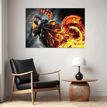 Ghost Rider Cult Biker Motorcycle Skeletal Poster Wall Art Print Home Wall Decor - xonomax