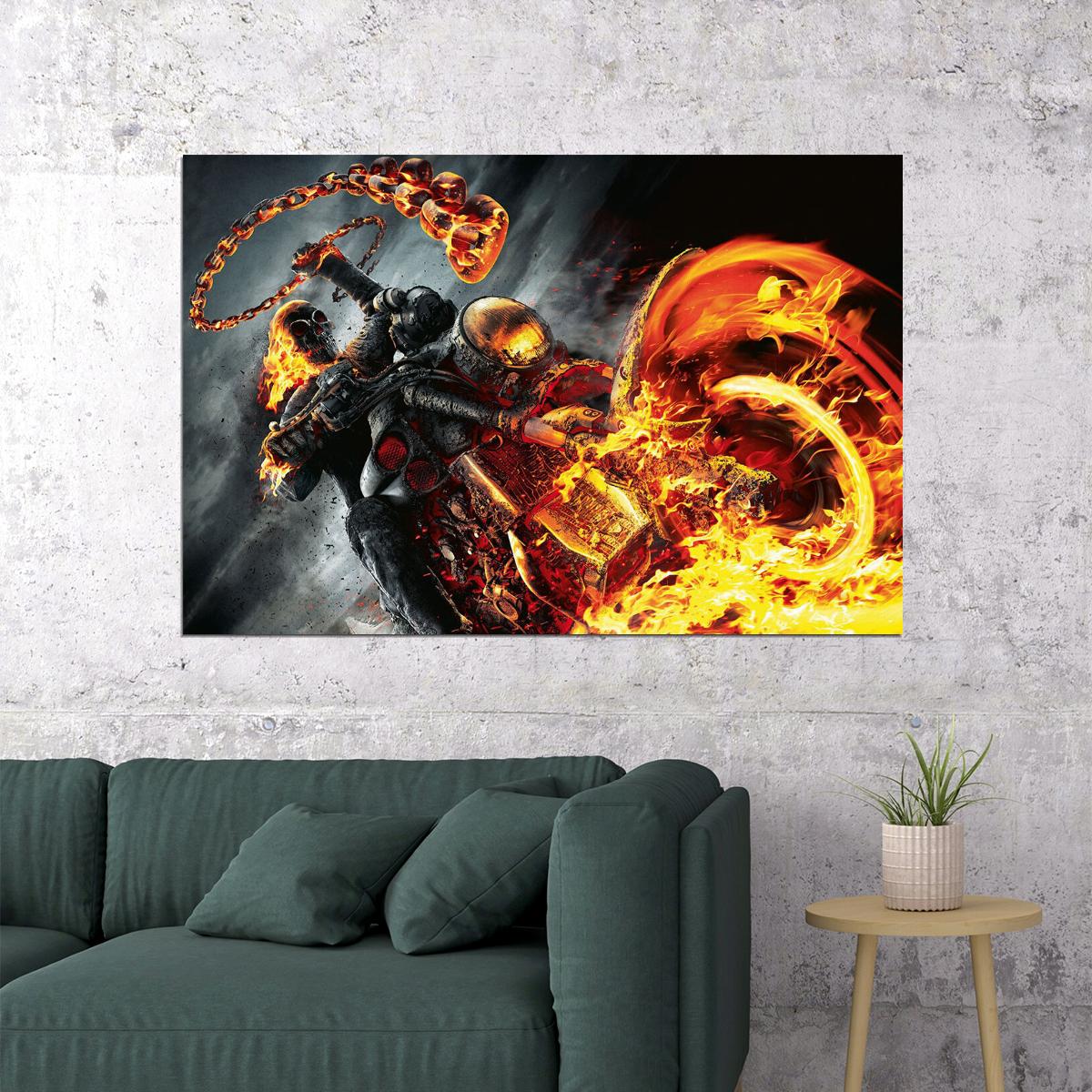 Ghost Rider Cult Biker Motorcycle Skeletal Poster Wall Art Print Home Wall Decor - xonomax