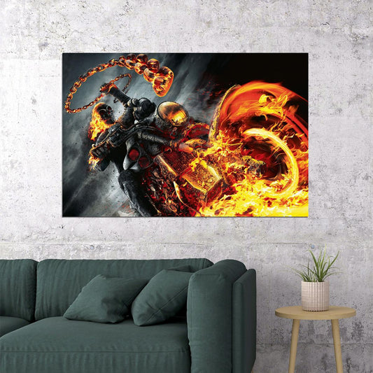 Ghost Rider Cult Biker Motorcycle Skeletal Poster Wall Art Print Home Wall Decor - xonomax