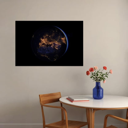 Planet Earth View From Space Dark Sky Poster Wall Art Print Home Wall Decor - xonomax