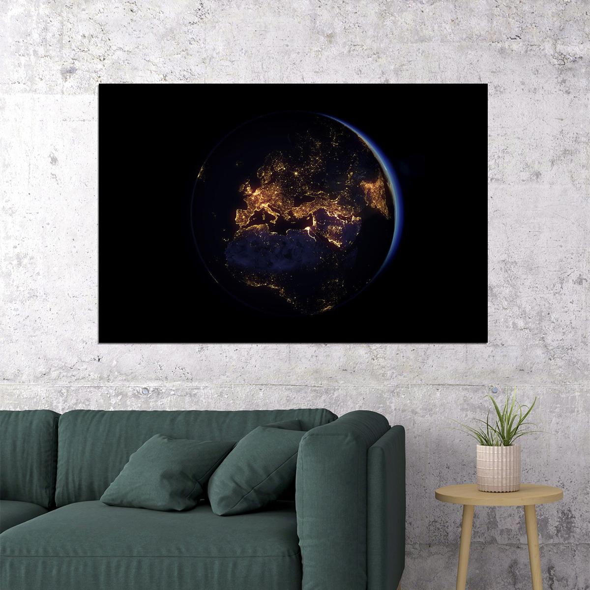 Planet Earth View From Space Dark Sky Poster Wall Art Print Home Wall Decor - xonomax