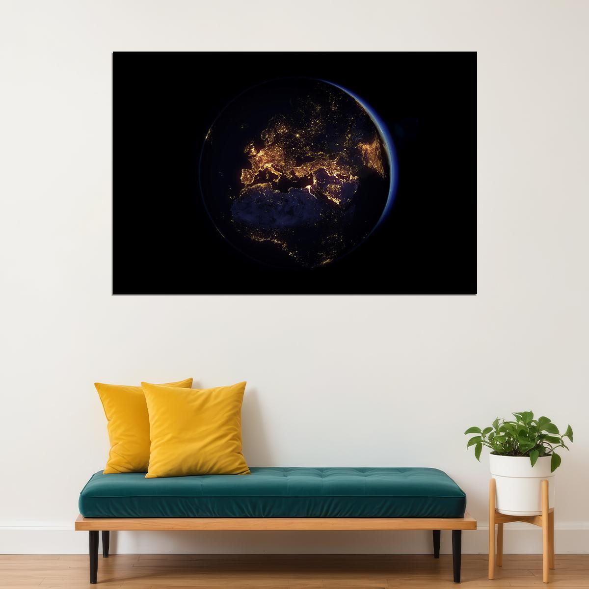 Planet Earth View From Space Dark Sky Poster Wall Art Print Home Wall Decor - xonomax