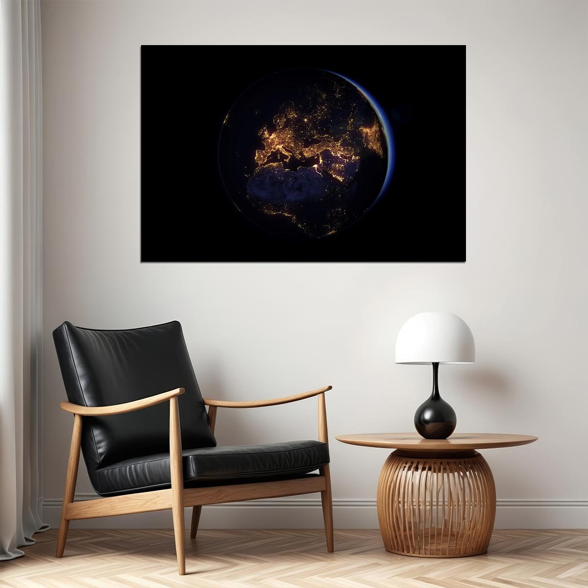 Planet Earth View From Space Dark Sky Poster Wall Art Print Home Wall Decor - xonomax