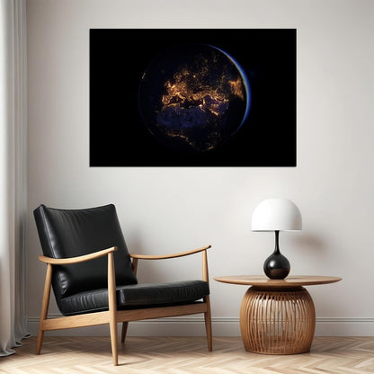 Planet Earth View From Space Dark Sky Poster Wall Art Print Home Wall Decor - xonomax