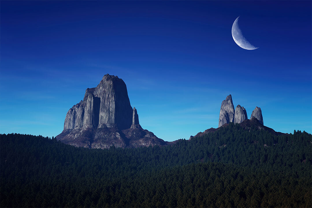 Mountains Forest Moon Sky Forest Landscape Poster Wall Art Print Home Wall Decor - xonomax