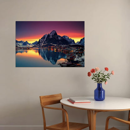 Beautiful Sunrise Mountain Sea Landscape Poster Wall Art Print Home Wall Decor - xonomax