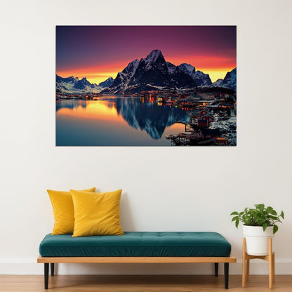 Beautiful Sunrise Mountain Sea Landscape Poster Wall Art Print Home Wall Decor - xonomax