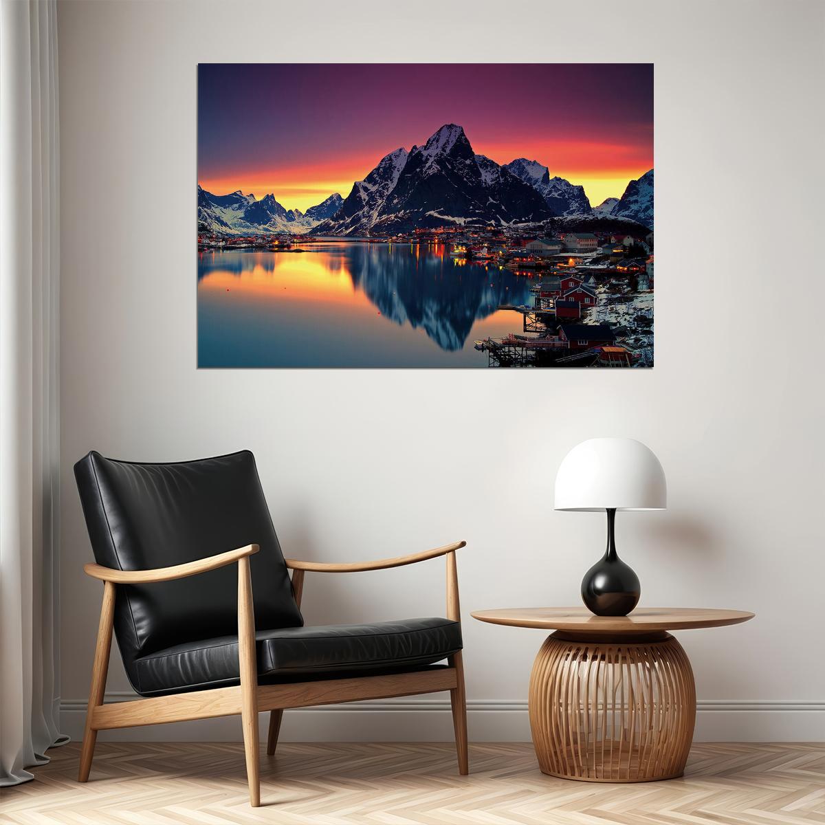 Beautiful Sunrise Mountain Sea Landscape Poster Wall Art Print Home Wall Decor - xonomax