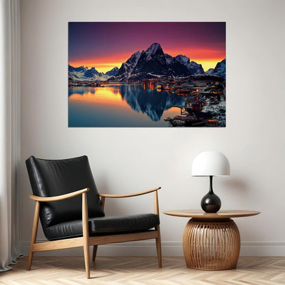 Beautiful Sunrise Mountain Sea Landscape Poster Wall Art Print Home Wall Decor - xonomax