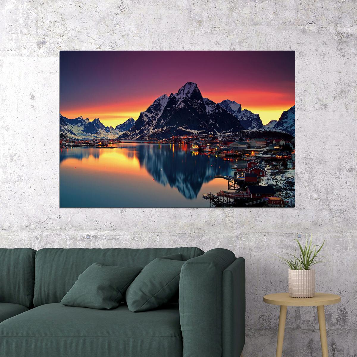Beautiful Sunrise Mountain Sea Landscape Poster Wall Art Print Home Wall Decor - xonomax