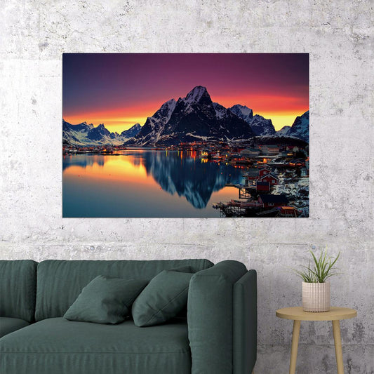 Beautiful Sunrise Mountain Sea Landscape Poster Wall Art Print Home Wall Decor - xonomax