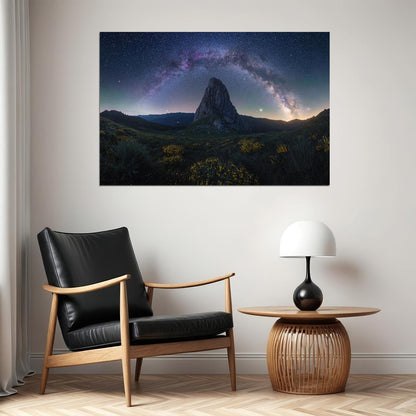 Mountain Night Sky Stars Fantastic Landscape Poster Wall Art Print Home Wall Decor - xonomax
