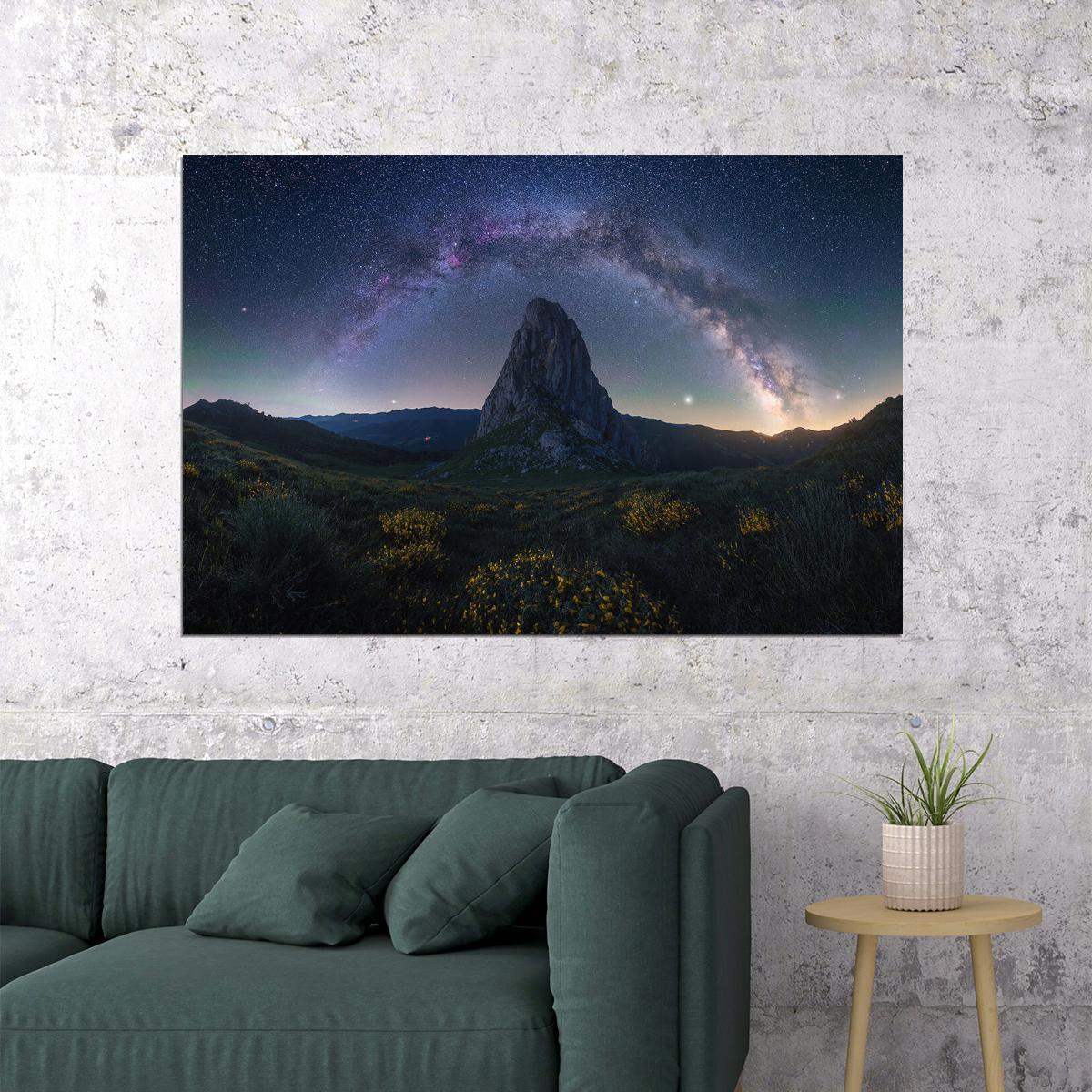 Mountain Night Sky Stars Fantastic Landscape Poster Wall Art Print Home Wall Decor - xonomax