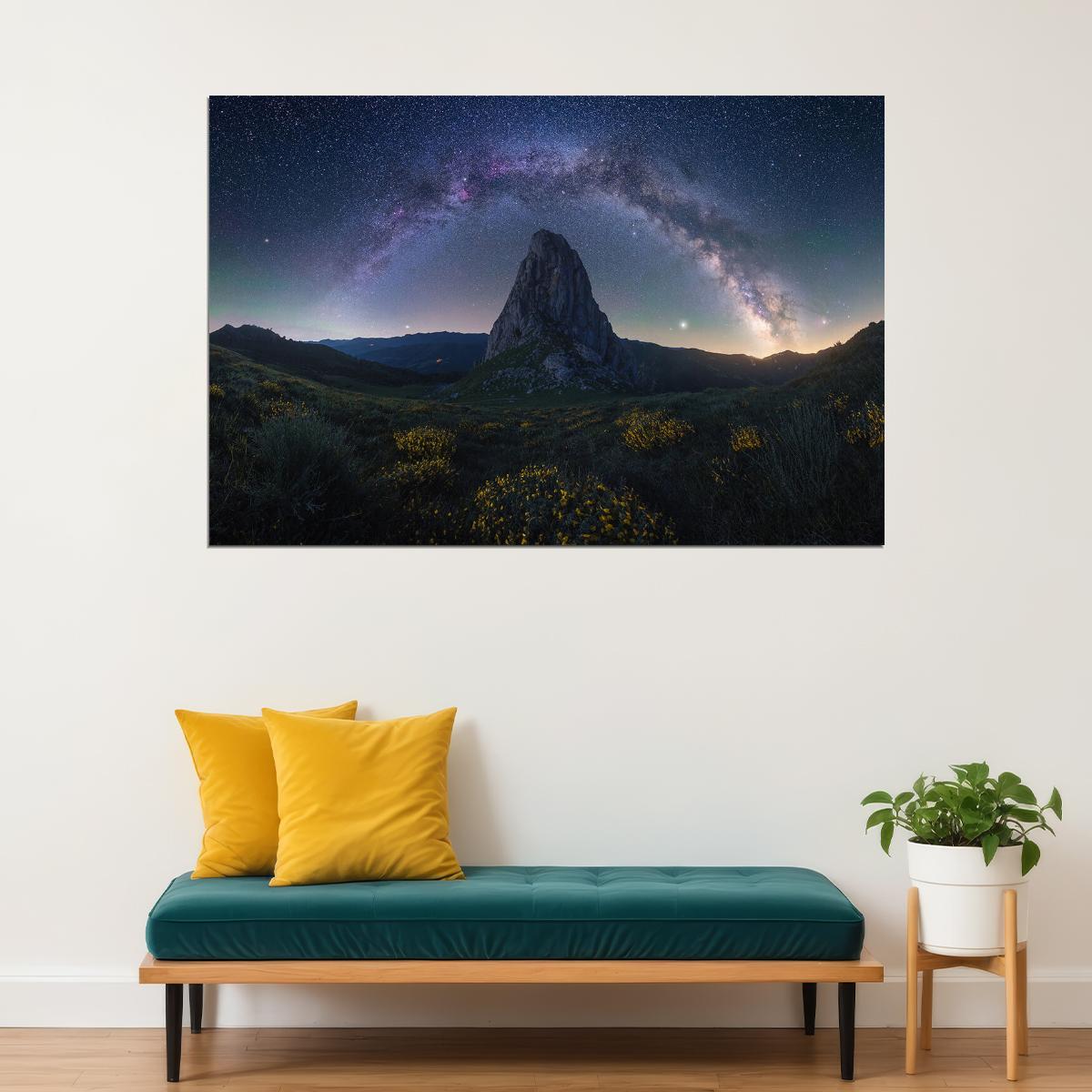 Mountain Night Sky Stars Fantastic Landscape Poster Wall Art Print Home Wall Decor - xonomax
