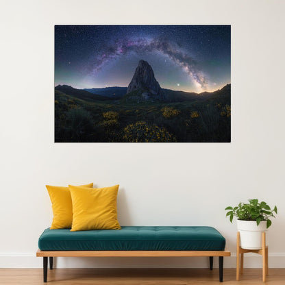 Mountain Night Sky Stars Fantastic Landscape Poster Wall Art Print Home Wall Decor - xonomax