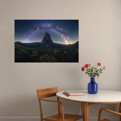 Mountain Night Sky Stars Fantastic Landscape Poster Wall Art Print Home Wall Decor - xonomax