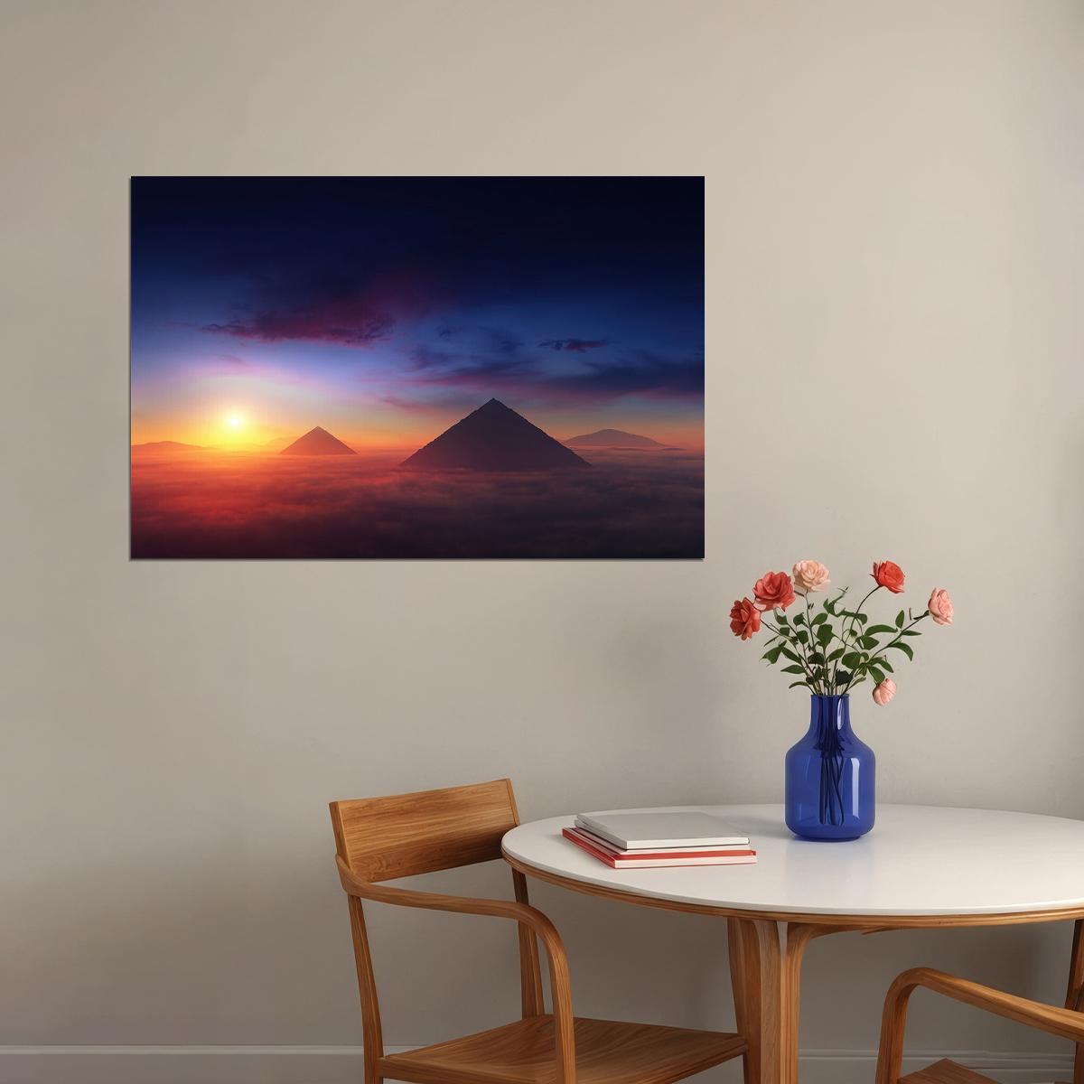 Pyramid Sunset Scenery Travel Landscape Poster Wall Art Print Home Wall Decor - xonomax