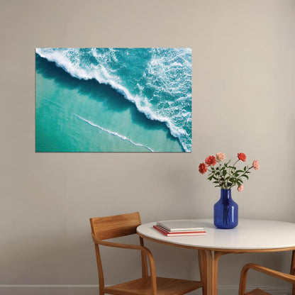Beach Ocean Waves Seascape Top View Poster Wall Art Print Home Wall Decor - xonomax