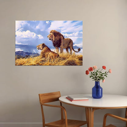Lion Lioness Wild Animal Natural Life Poster Wall Art Print Home Wall Decor - xonomax