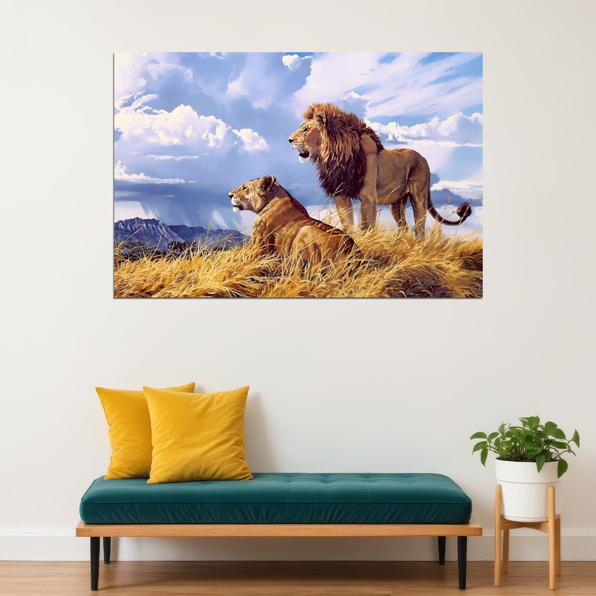 Lion Lioness Wild Animal Natural Life Poster Wall Art Print Home Wall Decor - xonomax