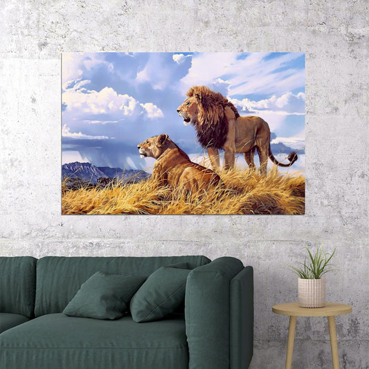 Lion Lioness Wild Animal Natural Life Poster Wall Art Print Home Wall Decor - xonomax