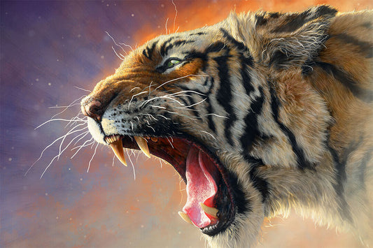 Tiger Growl Wild Animals Oil Poster Wall Art Print Home Wall Decor - xonomax