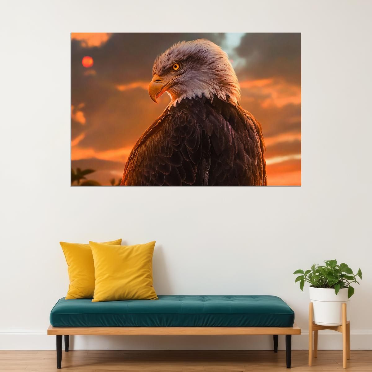 Eagle Looking Sideways Wild Life Animals Poster Wall Art Print Home Wall Decor - xonomax