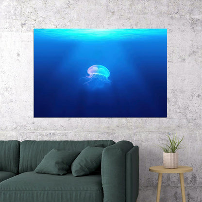 Jellyfish Underwater Water Animals Sea Landscape Poster Wall Art Print Home Wall Decor