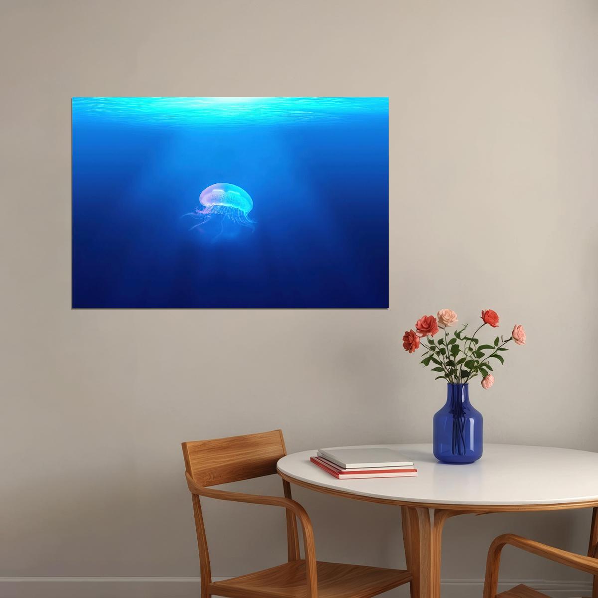 Jellyfish Underwater Water Animals Sea Landscape Poster Wall Art Print Home Wall Decor