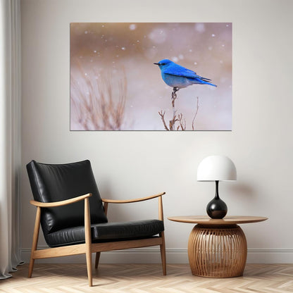 Bluebird Snowing Cuta Animals Landscape Poster Wall Art Print Home Wall Decor - xonomax