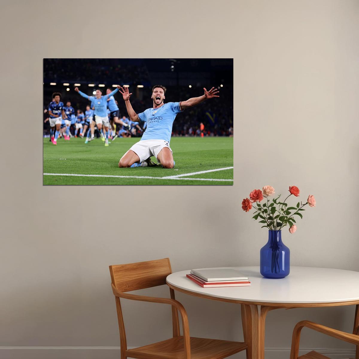 Ruben Dias Manchester Champions League Winners Poster Wall Art Print Home Wall Decor