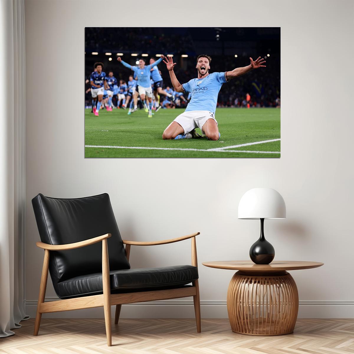 Ruben Dias Manchester Champions League Winners Poster Wall Art Print Home Wall Decor