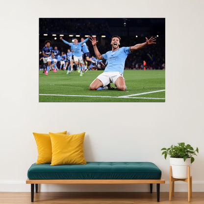 Ruben Dias Manchester Champions League Winners Poster Wall Art Print Home Wall Decor