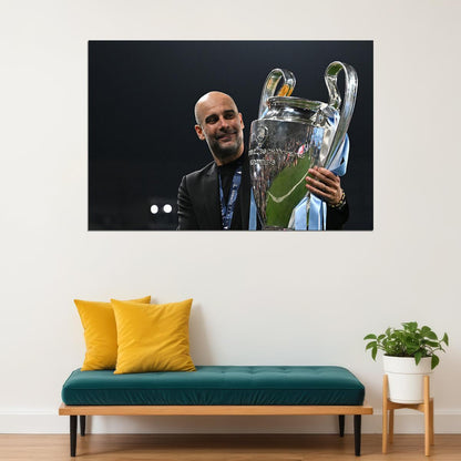 Pep Guardiola Manchester Champions League Winners Poster Wall Art Print Home Wall Decor