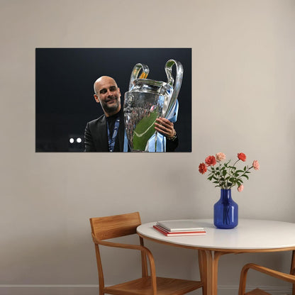 Pep Guardiola Manchester Champions League Winners Poster Wall Art Print Home Wall Decor