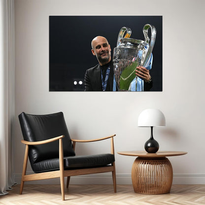 Pep Guardiola Manchester Champions League Winners Poster Wall Art Print Home Wall Decor