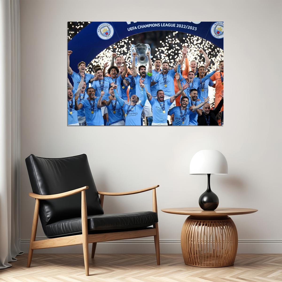 Cup Joy Manchester Champions League Winners Poster Wall Art Print Home Wall Decor - xonomax