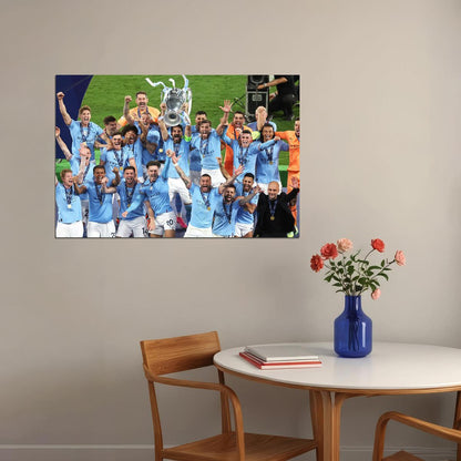 Manchester Champions League Winners Cup Joy Poster Wall Art Print Home Wall Decor - xonomax