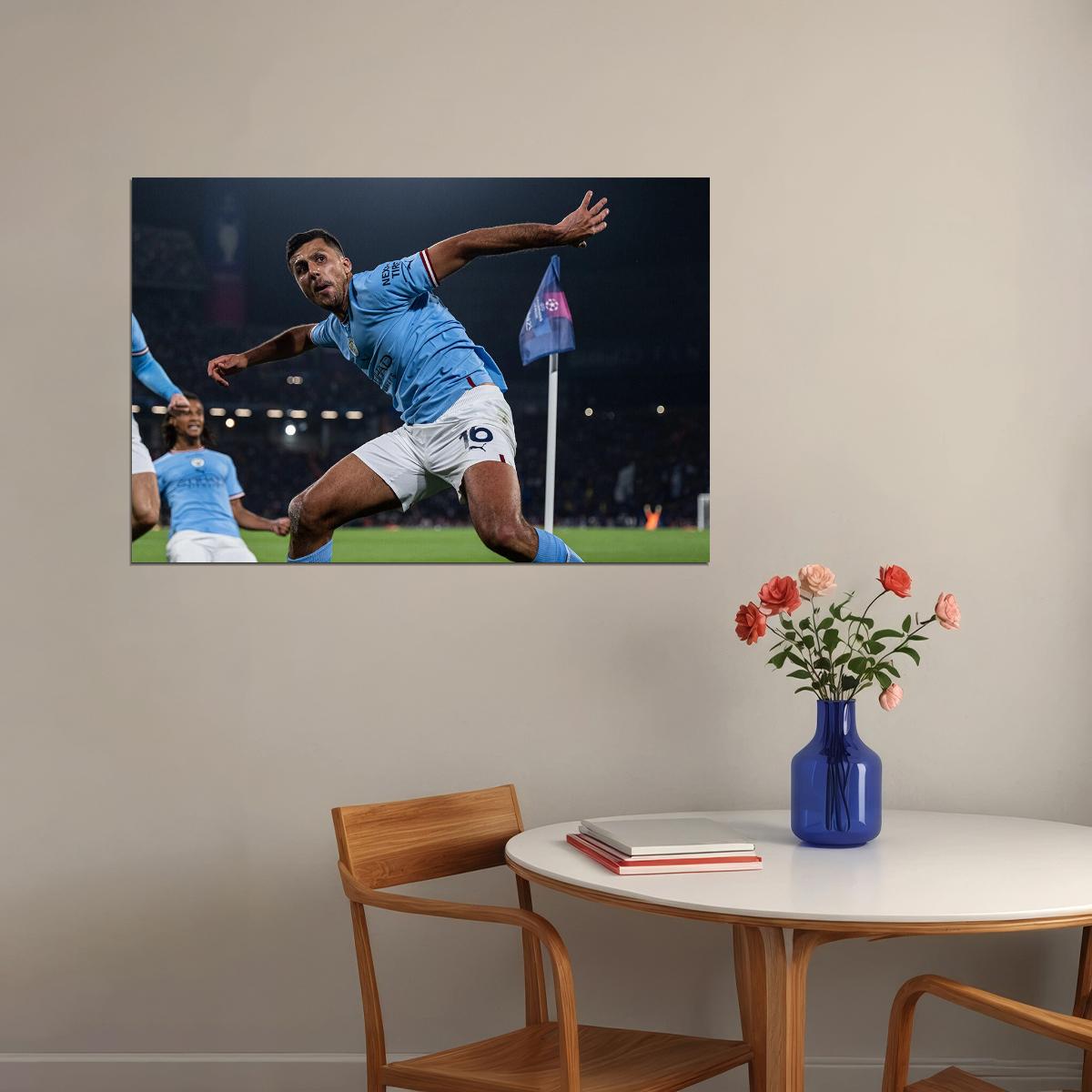 Manchester Champions League Footballer Winners Rodri Poster Wall Art Print Home Wall Decor - xonomax