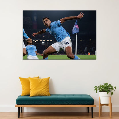 Manchester Champions League Footballer Winners Rodri Poster Wall Art Print Home Wall Decor - xonomax