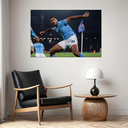 Manchester Champions League Footballer Winners Rodri Poster Wall Art Print Home Wall Decor - xonomax