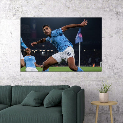 Manchester Champions League Footballer Winners Rodri Poster Wall Art Print Home Wall Decor - xonomax
